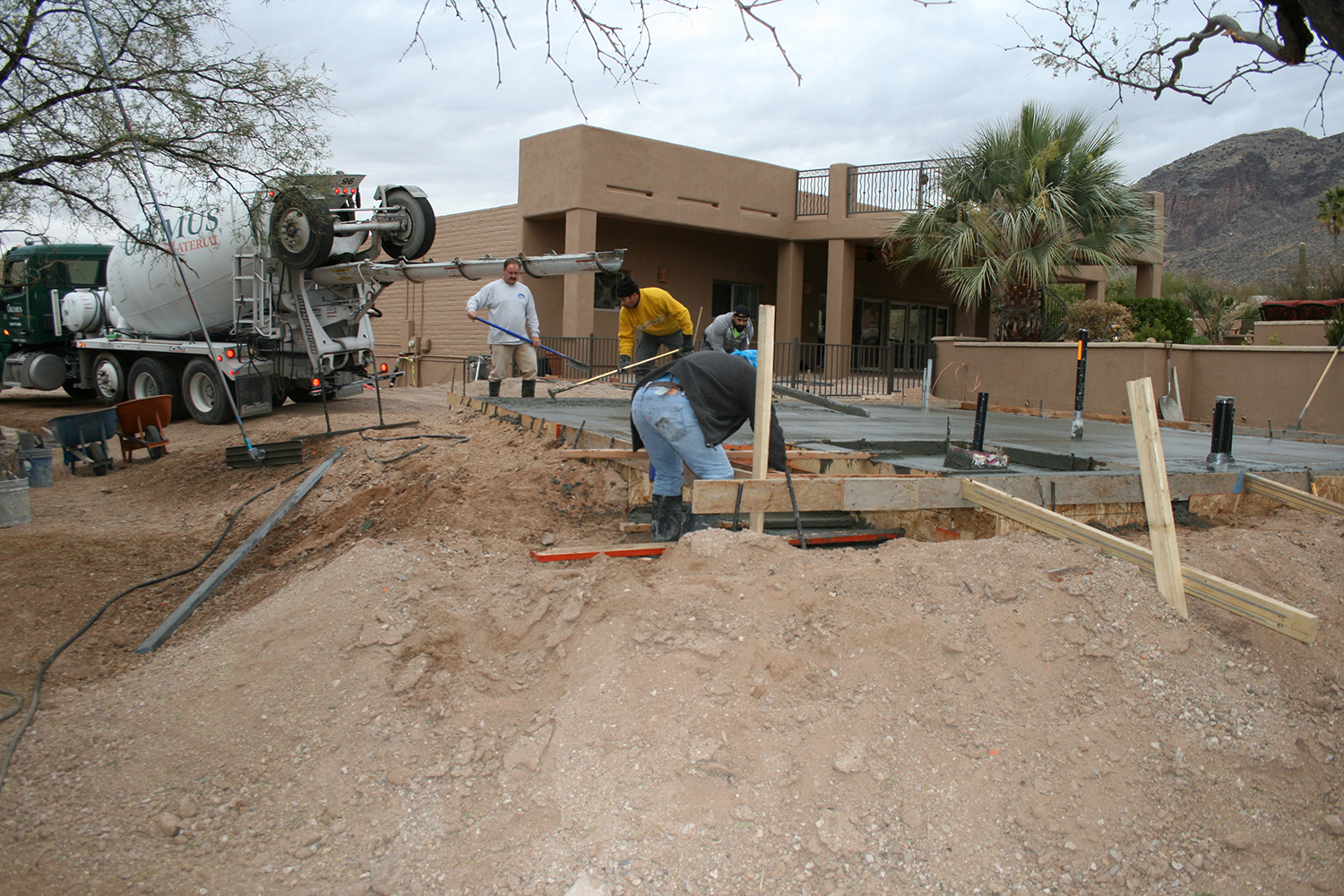 construction crew laying foundation image