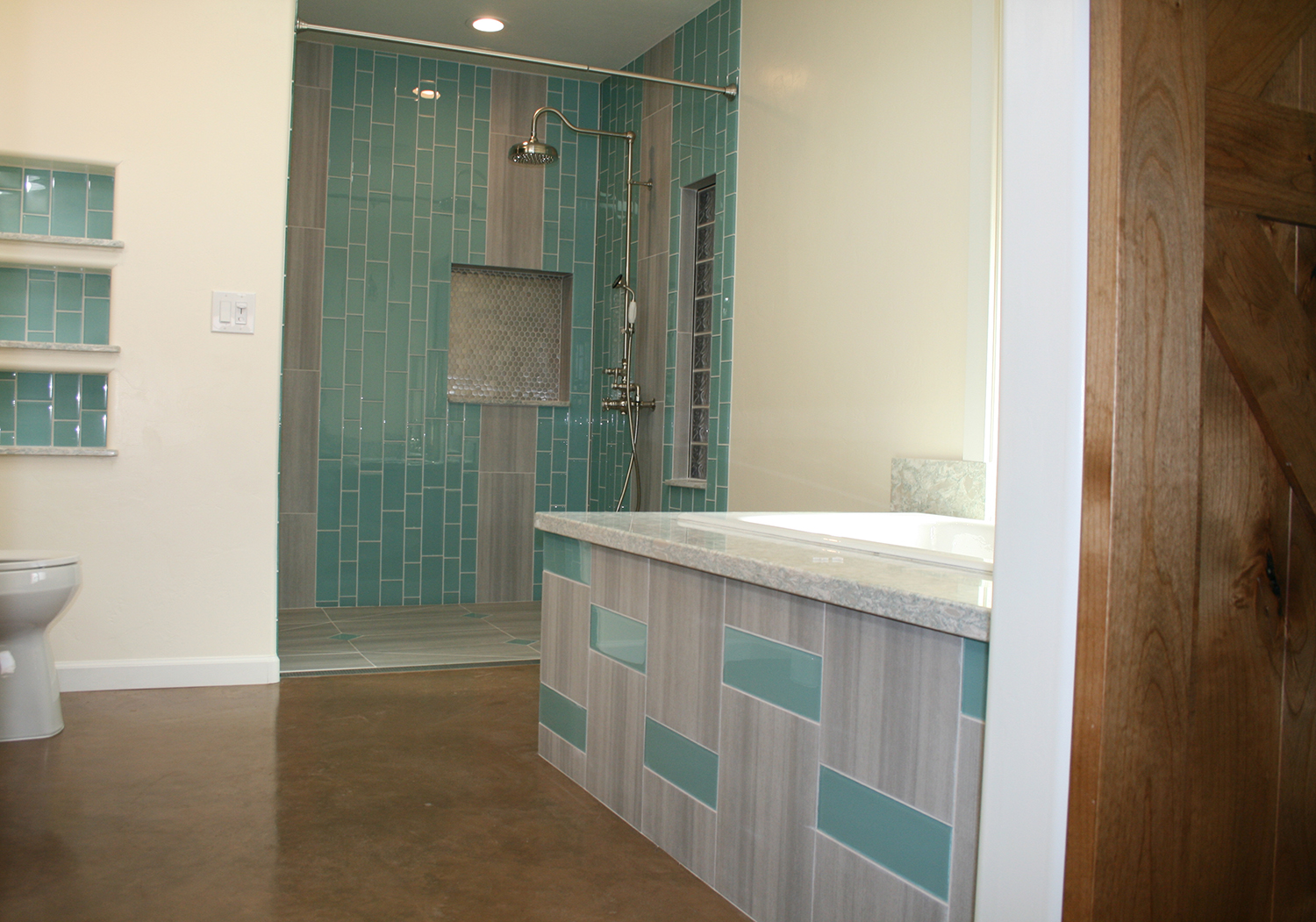 blue and grey bathroom design image